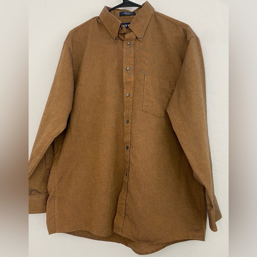 Arrow DoverOxford Shirt 161/2-32/33 Brown Collar  ButtonUp Longsleeve Daily Wear